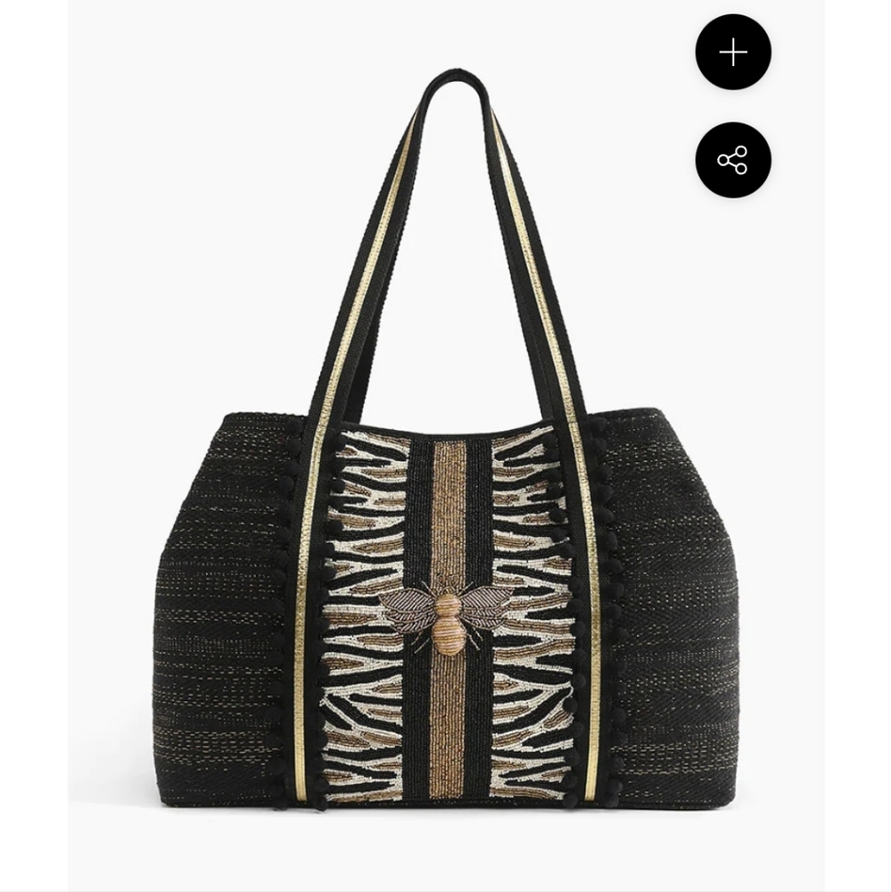 BEE GLAM TOTE-HAND BEADED BEE TOTE FOR WOMEN